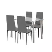 Jedilni set Mateo 4+1 sivo-črna
