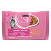 Purina ONE Junior 4 x 85 g - Losos & korenje