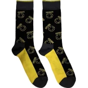 Nirvana Nogavice Yellow Happy Face Pattern Black 39-45