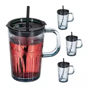 Northix Set 4 kozarcev za pitje 500 ml z ročaji in pokrovčki