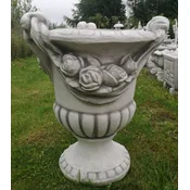 Casa Padrino baroque garden decorative flower pot gray H. 72 cm - Round baroque style plant pot - Baroque garden decoration - Baroque terrace decoration - Baroque decoration accessories