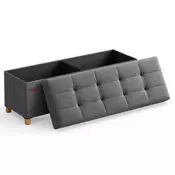 Songmics Shranjevalni otomanski stol 38x110x40 cm Siva