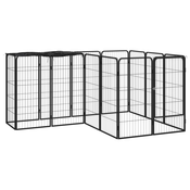 vidaXL Ograda za pse s 14 panela crna 50 x 100 cm celik obložen prahom