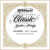 DAddario Silver-plated Copper Classical Single String 025