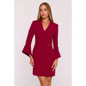 Made Of Emotion Womans Mini dress with wide cuffs and a V-neck - maroon
