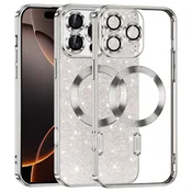 TPU gel ovitek Techsuit Luxury Glitter MagSafe za iPhone 16 Pro - silver