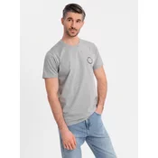 Ombre Mens printed cotton T-shirt with round neckline - light grey