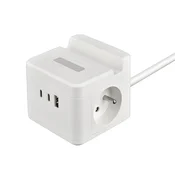 Napajalnik VIKING YC23H, bel/izhod:2xAC,1xUSB-A,2xUSB-C/Mobilno držalo/LED lučka/1,4 m kabla
