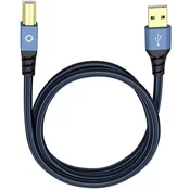 Oehlbach USB 2.0 priključni kabel [1x USB 2.0 vtič A - 1x USB 2.0 vtič B] 7.50 m modri, pozlačeni kontakti Oehlbach USB Plus B