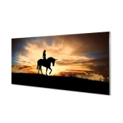 tulup.si Slika na akrilnem steklu Ženska na unicorn sončnem zahodu 140x70 cm 4 obešalnika