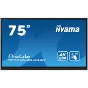 IIYAMA PROLITE TE7512MIS-B3AG 75 Interactive 4K UHD Touchscreen elevating interactive collaboration 3840 x 2160 IPS 1200:1 8ms 40, 5pt writing iiWare