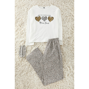 Trendyol Multicolored Cotton Leopard Patterned Heart Sleep Band Knitted Pajama Set
