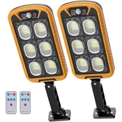 Nikcorp Komplet 2 solarnih LED zunanjih luči Zunanje luči 150 COB 4500 lm senzor gibanja daljinski IP66 2x2400 mAh polikristalni panel, do 6 m 120° ČRNa