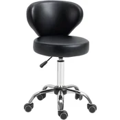 HOMCOM HOMCOM frizerski stolček umetno usnje 54D x 45Š x 73–88V cm Črna, (5000242615)