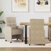 vidaXL Jedilni stoli s kolesi 2 pcs Svetlo siva 57 x 67 x 98 cm