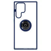 AVIZAR Samsung Galaxy S22 Ultra Finger Ring etui - matirano hrbtišce proti prstnim odtisom, združljivo z magnetnim stojalom - modra, (20717479)