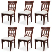 Casa Padrino Biedermeier dining room chair set of 6 cream/dark brown 50 x 56 x H. 96 cm - Solid wood kitchen chairs - Solid wood dining room furniture - Biedermeier dining room furniture