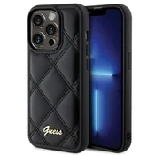 Guess Ovitek Guess Quilted Metal Logo za iPhone 15 Pro - črn