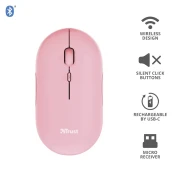 Trust Puck - Bluetooth bežični optički miš (ružičasti)