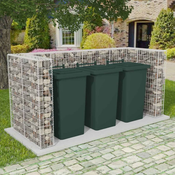 vidaXL Gabion trojna ograda za koše smeti jeklo 250x100x120 cm