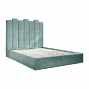 Tirkizno tapecirani bracni krevet s prostorom za pohranu s podnicom 160x200 cm Dreamy Aurora - Miuform