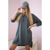 Dress with a hood and a longer graphite back