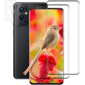 shumee 2x KALJENO STEKLO ZA ONEPLUS 9 PRO ZAOBLJENE STRANKE + 2x ZAŠČITA ZA KAMERO