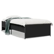 shumee vidaXL Posteljni okvir črne barve 75x190 cm les in kovina