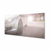 tulup.si Slika na akrilnem steklu Silver avto ulica drevo 120x60 cm 2 obešalnika
