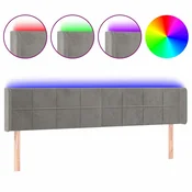 Vidaxl LED posteljno vzglavje svetlo sivo 203x16x78/88 cm žamet