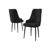 Hanah Home set trpezarijskih stolica Trex 8 kom, crna tkanina Babyface, crne metalne noge