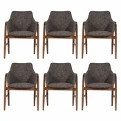 Casa Padrino luxury dining room chair set of 6 with armrests black/brown H. 86 cm