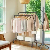 Songmics Oblekalna stojala 2 obešalni palici 525x1035x155 cm Črna