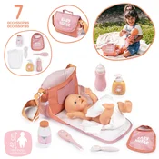 Prebaľovacia taška s plienkou a fľaškou Changing Bag Soft Baby Nurse Smoby s 8 doplnkami pre 42 cm bábiku od 3 rokov SM220387