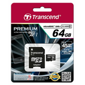 spominska kartica Transcend MicroSDXC 64 GB UHS-I U1 Class10 + SD adapter