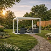 Bioklimatska pergola Ancora — Električni/3 x 4 m/Bela/Samostoječa