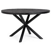 Casa Padrino luxury dining table black A 130 x H. 76 cm - Round kitchen table with solid wood table top and powder coated steel legs - Dining room furniture - Luxury furniture