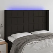 Vidaxl vidaXL Vzglavje postelje z LED diodo črno 147x16x118/128 cm blago
