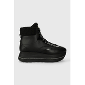 Kožne cipele Karl Lagerfeld VELOCITA MAX KC za žene, boja: crna, s platformom, sa srednje toplom podstavom, KL64963
