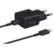 Polnilnik Samsung EP-T2510EBE + EP-DN980BBE USB-C 25W potovalni polnilec + USB-C podatkovni kabel črn (OOB pakiranje) (57983121786)