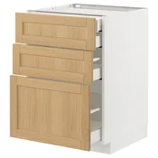 METOD/MAXIMERA Podstav omr 3lč/2nzk/1sre/1vsk prd, bela/Forsbacka hrast, 60x60 cm