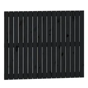 Vidaxl Stensko posteljno vzglavje črno 108x3x90 cm trdna borovina