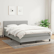 Greatstore Box spring posteljni z vzmetnico svetlo siv 140x190 cm blago