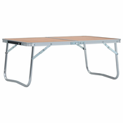 vidaXL Zložljiva miza za kampiranje rjava iz aluminija 60×40 cm