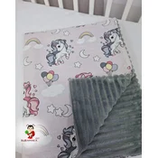 Bubamara037 Pokrivac za bebe Jednorog, Roze-Sivi