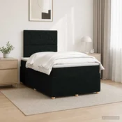 vidaXL LED posteljni pod z vzmetnico Črna 120 x 200 cm Blago