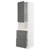 METOD / MAXIMERA Vis.elem.mikrotal. s vratima/2fioke, bela/Voxtorp tamnosiva, 60x60x220 cm