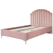 Casa Padrino luxury Art Deco double bed pink/silver 136 x 215 x H. 131 cm - Solid wood bed with fine velvet fabric - Luxury Bedroom furniture - Hotel furniture - Art Deco furniture