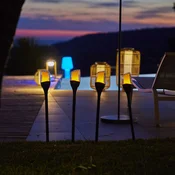 Lumisky LED-sončna svetilka za zabijanje v zemljo FARELY, črna, višina 60 cm, komplet 4 - Sodobni - črna, bela matirana - Plastika