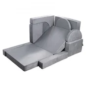 VEVOR Otroški igralni kavč modularni kotni kavč 1405x70x53 cm siv